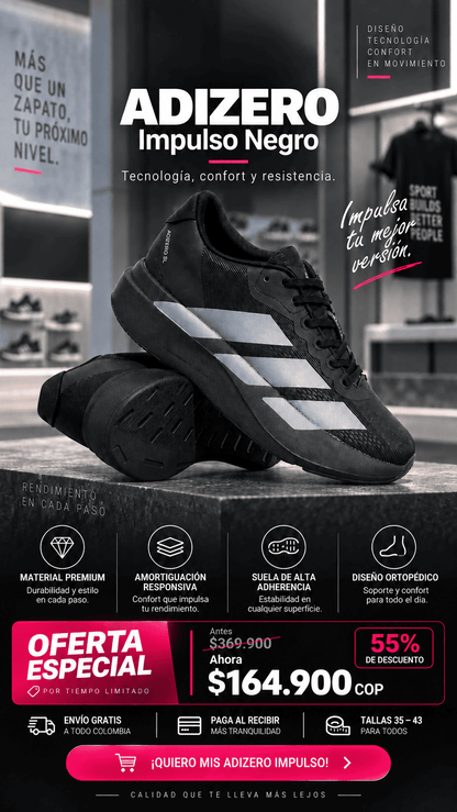 👟 Adizero Impulso™ Negro — ¡Últimas Unidades Disponibles!