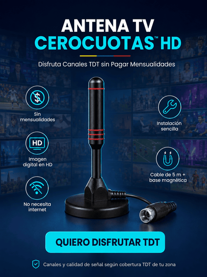 Antena TV CeroCuotas™ HD — Disfruta Canales TDT sin Pagar Mensualidades